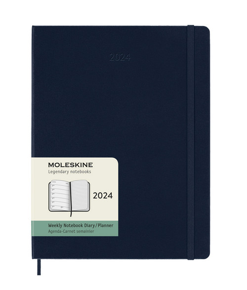 Plánovací zápisník Moleskine 2024 tvrdý modrý XL