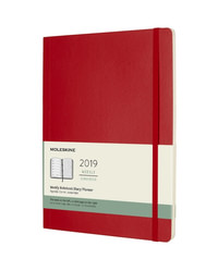 Plánovací zápisník Moleskine 2019 měkký červený XL