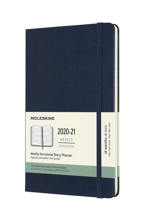 Horizontální diář Moleskine 2020-2021 tvrdý modrý L