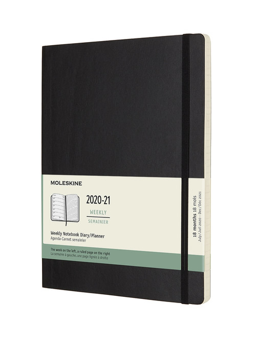 Plánovací zápisník Moleskine 2020-2021 měkký černý XL
