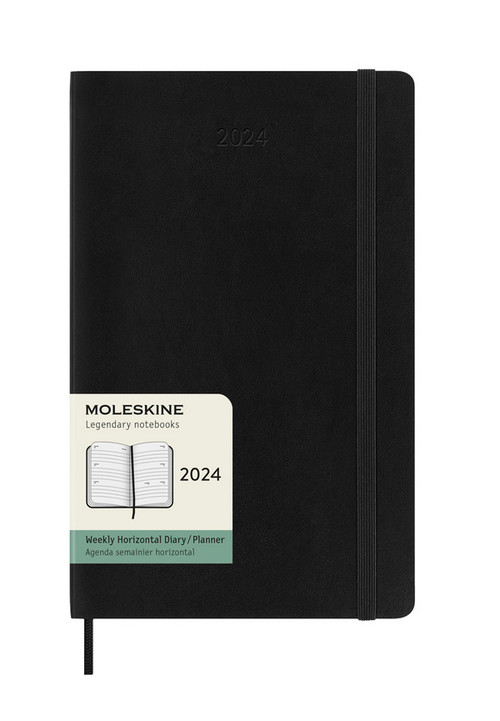 Horizontální týdenní diář Moleskine 2024 měkký černý L