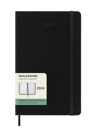 Plánovací zápisník Moleskine 2024 tvrdý černý L