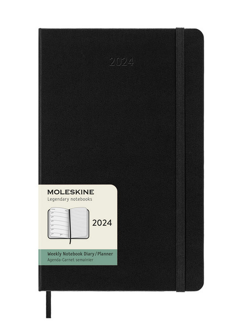 Plánovací zápisník Moleskine 2024 tvrdý černý L