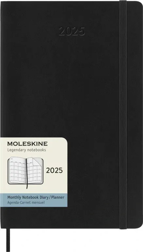 Měsíční diář Moleskine 2025 měkký černý L