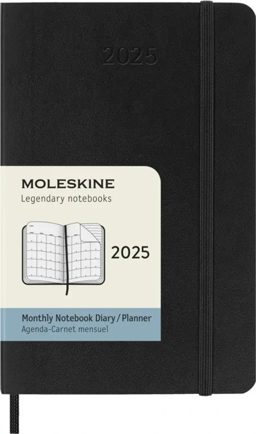 Měsíční diář Moleskine 2025 měkký černý S