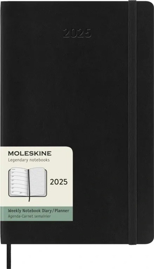 Plánovací zápisník Moleskine 2025 měkký černý L