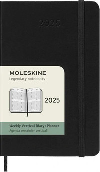 Vertikální týdenní diář Moleskine 2025 tvrdý černý S