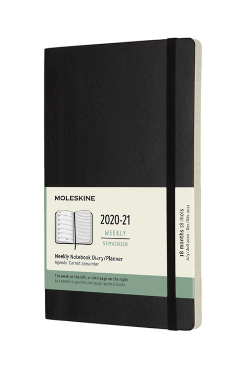 Plánovací zápisník Moleskine 2020-2021 měkký černý L