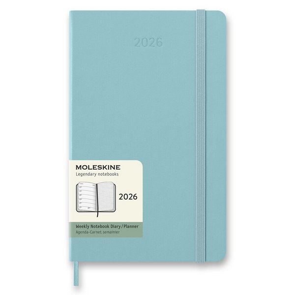 Diár Moleskine 2026 - tvrdé dosky, L, týždenný, tyrkysový