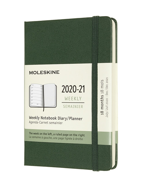 Plánovací zápisník Moleskine 2020-2021 tvrdý zelený S
