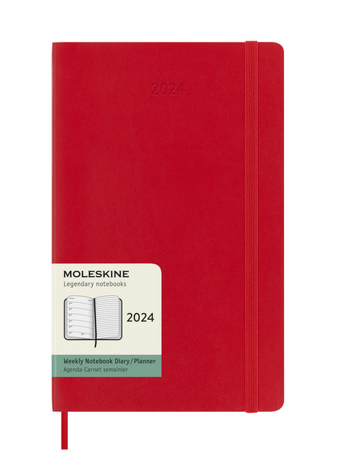 Plánovací zápisník Moleskine 2024 měkký červený L