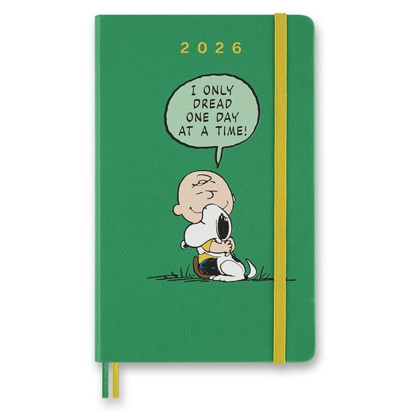 Diár Moleskine Peanuts 2026 - tvrdé dosky, L, denný, zelený