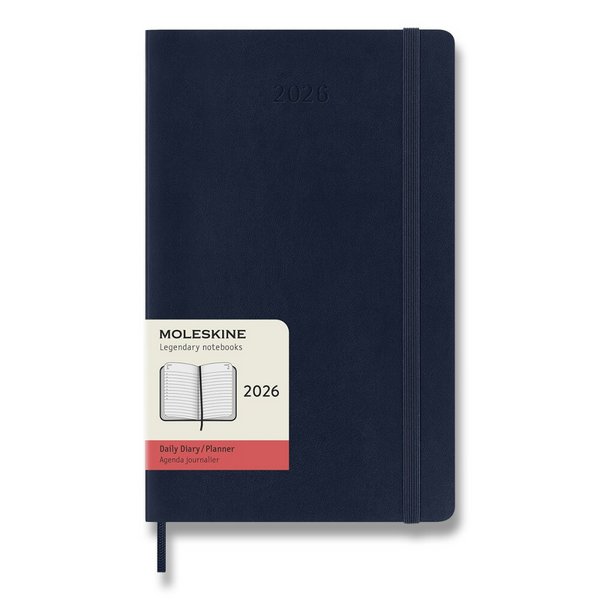 Diár Moleskine 2026 - mäkké dosky, L, denný, modrý