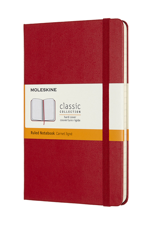 Zápisník Moleskine tvrdý linkovaný červený M
