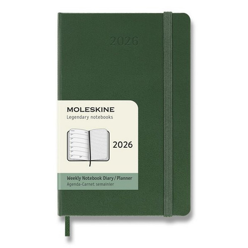 Diár Moleskine 2026 - tvrdé dosky, S, týždenný, tmavo zelený