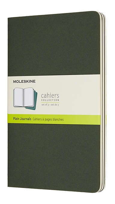 Sešity Moleskine 3 ks čisté zelené L