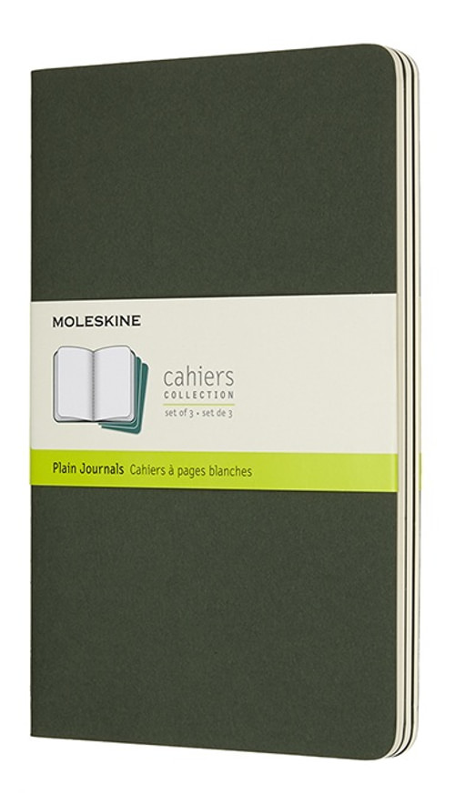 Sešity Moleskine 3 ks čisté zelené L