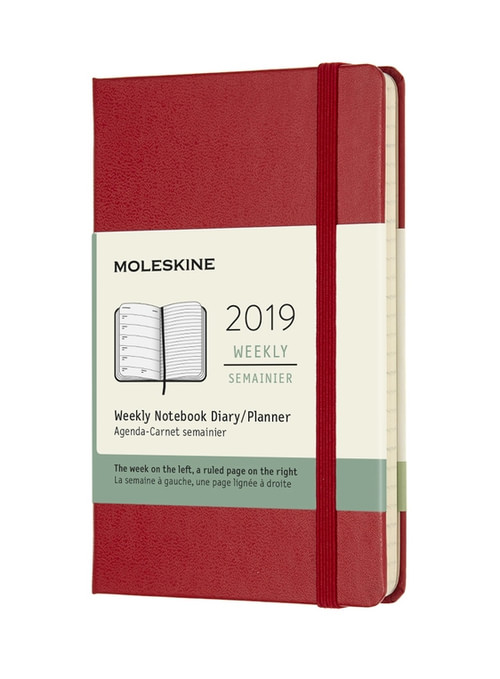 Plánovací zápisník Moleskine 2019 tvrdý červený S