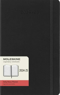 18měsíční diář denní Moleskine 2024-2025 tvrdý černý L