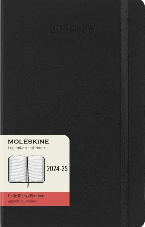 18měsíční diář denní Moleskine 2024-2025 tvrdý černý L