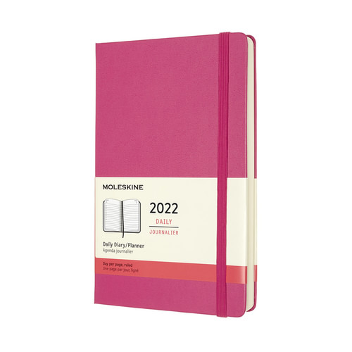 Diář Moleskine 2022 denní tvrdý růžový L