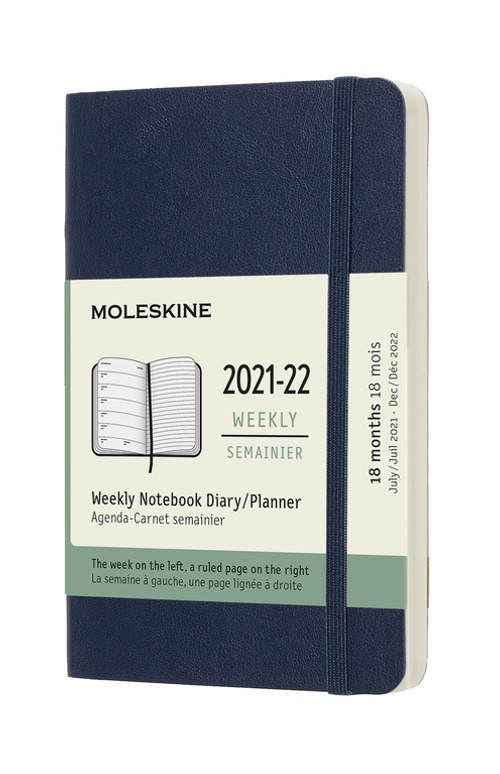 Plánovací zápisník Moleskine 2021-2022 měkký modrý S