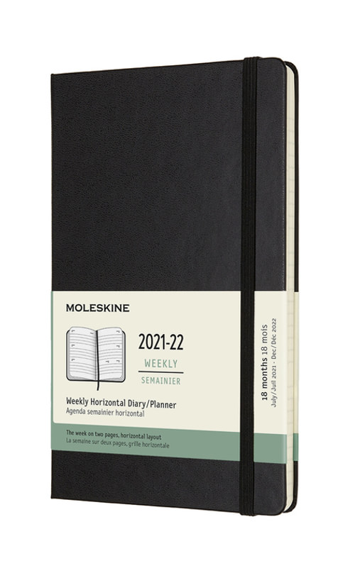 Horizontální diář Moleskine 2021-2022 tvrdý černý L