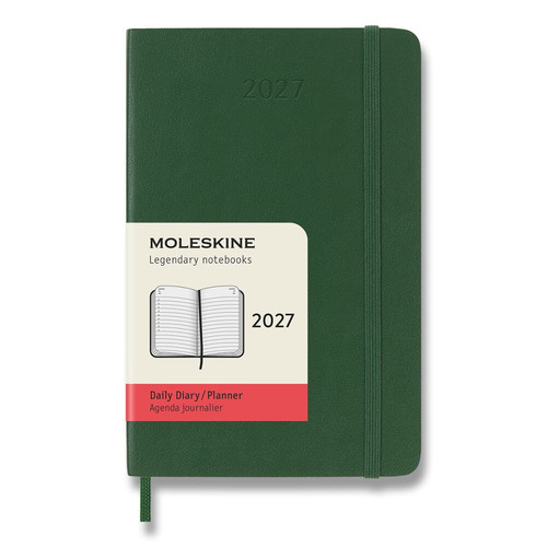 Moleskine 2027 - diár v mäkkých doskách - veľkosť S, denný, tmavo zelený
