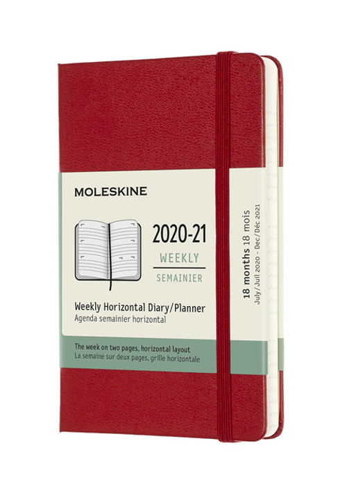 Horizontální diář Moleskine 2020-2021 tvrdý červený S