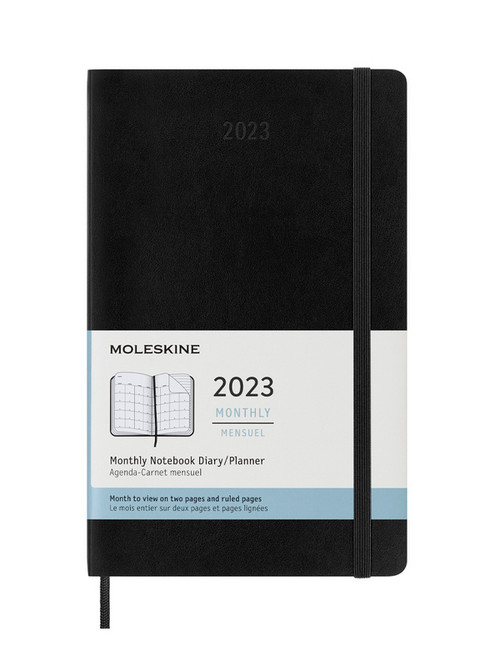 Měsíční diář Moleskine 2023 měkký černý L