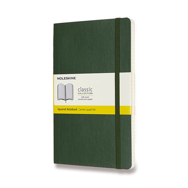 Zápisník Moleskine - mäkké dosky, L, štvorčekový - tmavozelený
