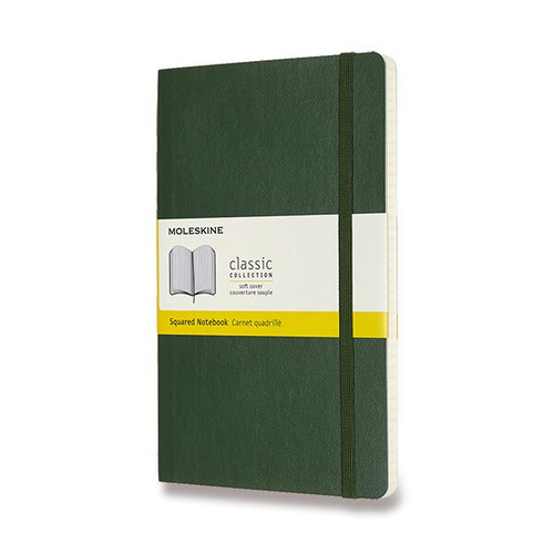 Zápisník Moleskine - mäkké dosky, L, štvorčekový - tmavozelený