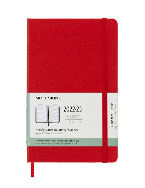 Plánovací zápisník Moleskine 2022-2023 tvrdý červený L
