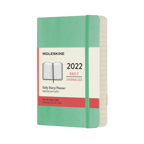 Diář Moleskine 2022 denní měkký zelený S