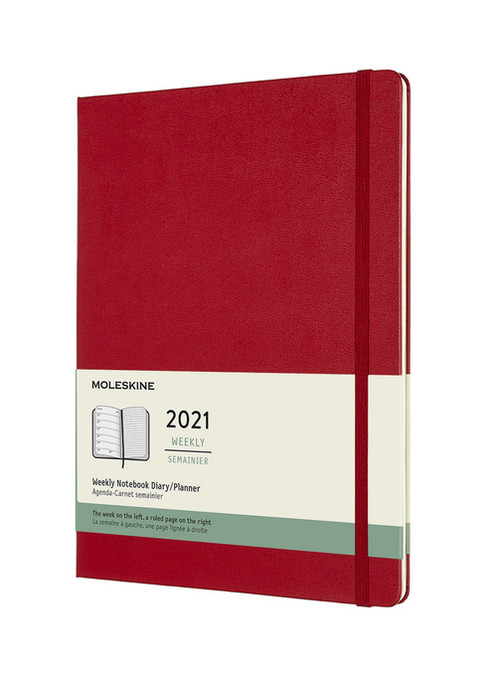 Plánovací zápisník Moleskine 2021 tvrdý červený XL