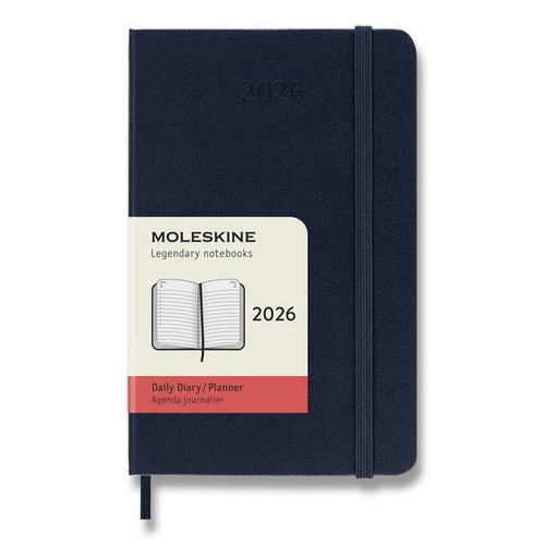 Diár Moleskine 2026 - tvrdé dosky, S, denný, modrý