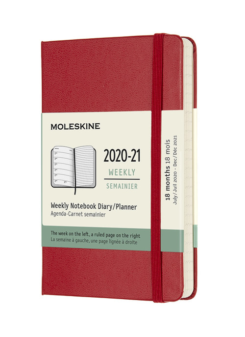 Plánovací zápisník Moleskine 2020-2021 tvrdý červený S