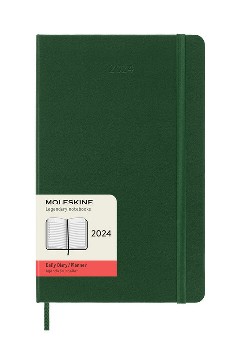 Diář Moleskine 2024 denní tvrdý zelený L