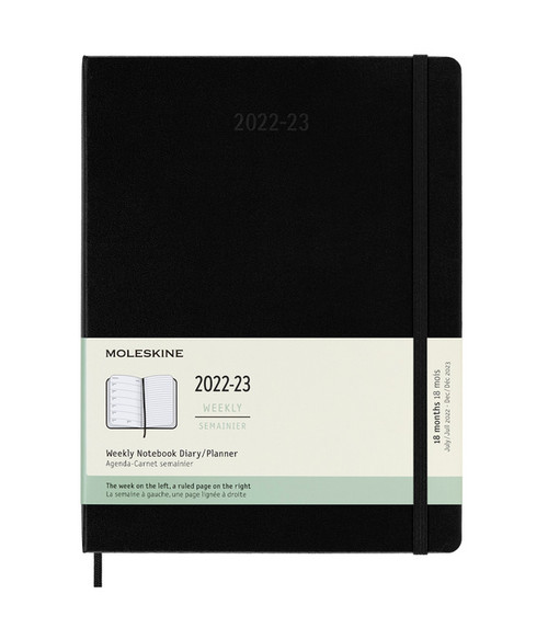 Plánovací zápisník Moleskine 2022-2023 tvrdý černý XL