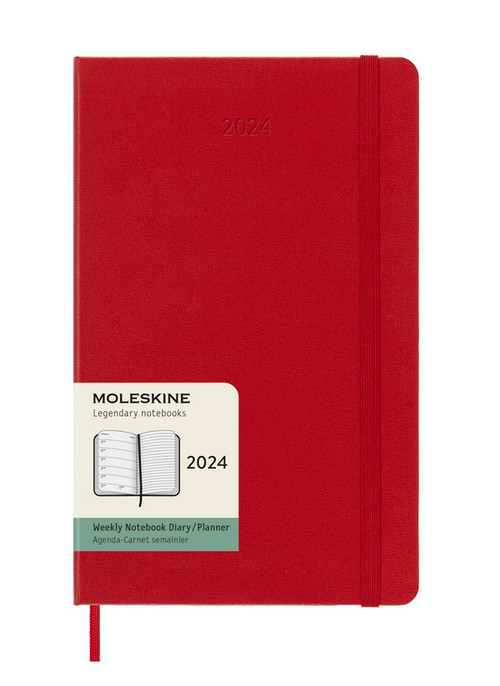 Plánovací zápisník Moleskine 2024 tvrdý červený L