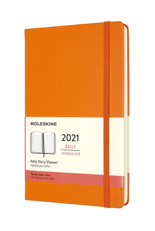 Diář Moleskine 2021 denní tvrdý oranžový L