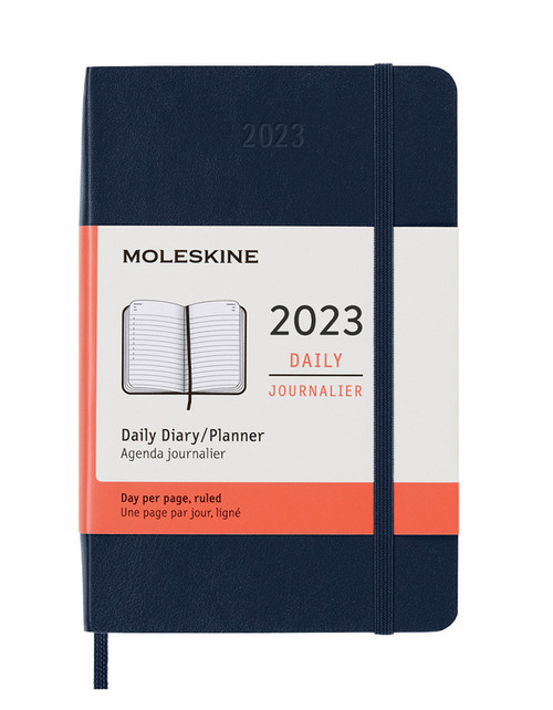 Diář Moleskine 2023 denní měkký modrý S
