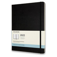 Měsíční diář Moleskine 2022 tvrdý černý XL