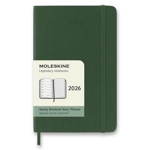 Diár Moleskine 2026 - mäkké dosky, S, týždenný, tmavo zelený