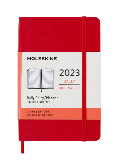 Diář Moleskine 2023 denní měkký červený S