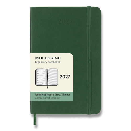 Moleskine 2027 - diár v mäkkých doskách - veľkosť S, týždenný, tmavo zelený