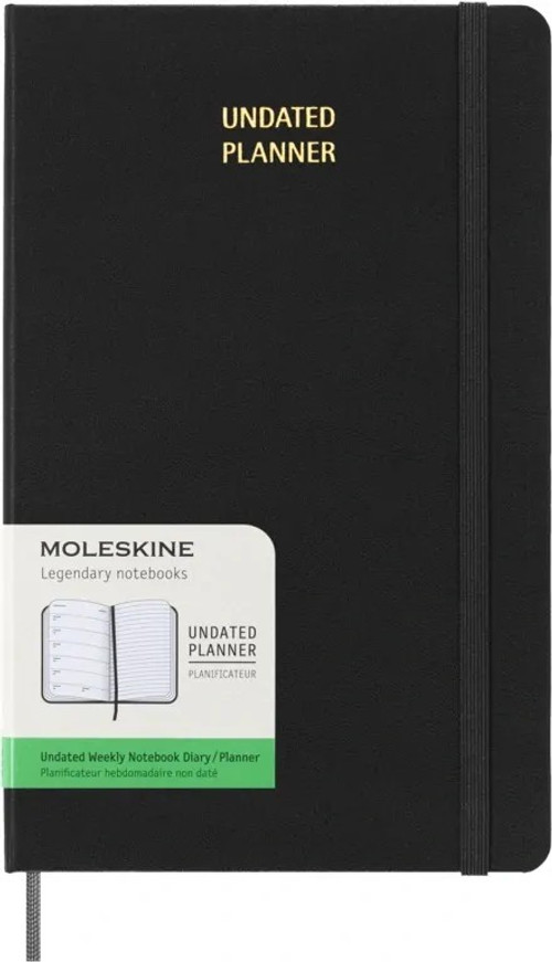 Plánovací zápisník Moleskine nedatovaný tvrdý černý L