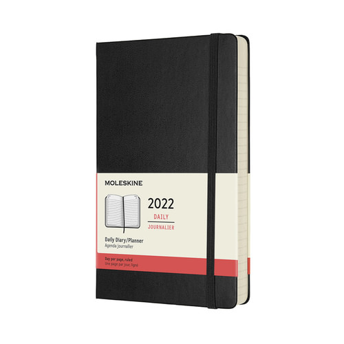 Diář Moleskine 2022 denní tvrdý černý L